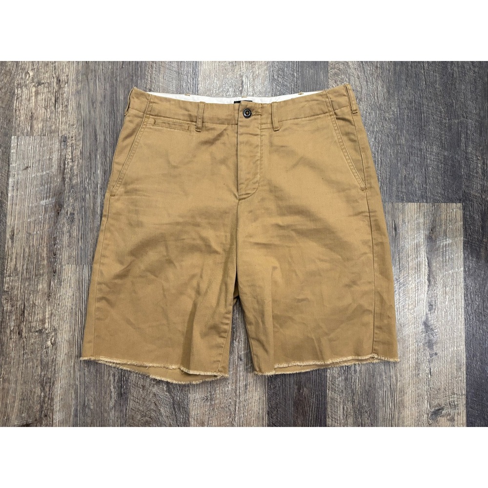 J.Crew Mens Khaki Tan Chino Cutoff Shorts 100% Cotton Size 32 9 Inseam